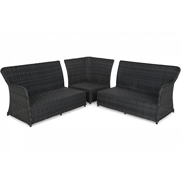 Кутовий садовий диван з техноротангу Bergamo Grey / Grey Melange