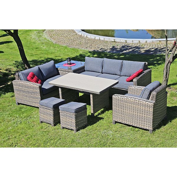 Кутові садові меблі з техноратангу Alhambra Brown / Grey