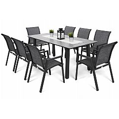 Алюмінієві садові меблі Monaco Dark Grey / Grey 8+1