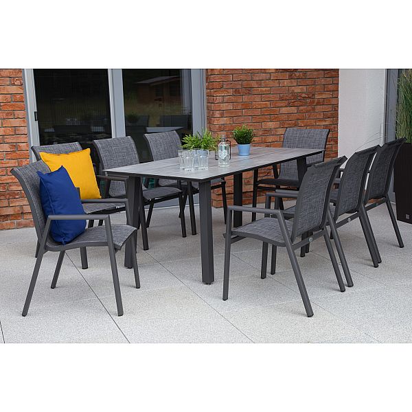 Алюмінієві садові меблі Monaco Dark Grey / Grey 8+1