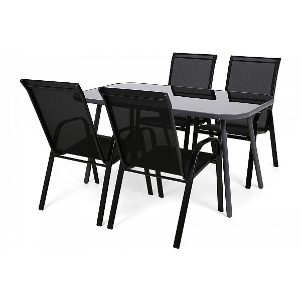 Металлическая садовая мебель Casablanca 145 см Севилья Серый/Черный 4+1