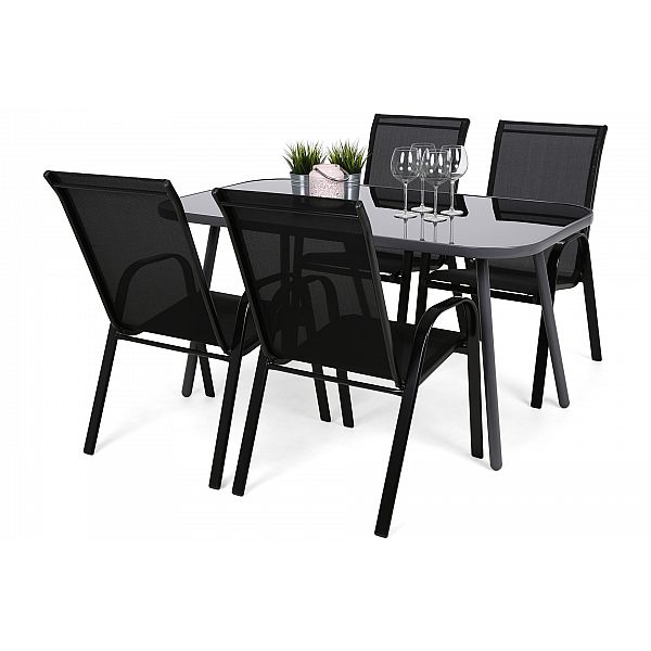 Меблі садові металеві Casablanca 145 см Sevilla Grey / Black 4+1