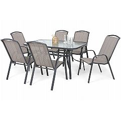 Металлическая садовая мебель Sevilla 150 см Атланта Серый/Бежевый Полосатый 6+1 ..