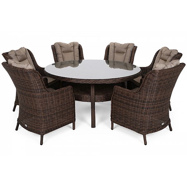 Садові меблі з техноротангу Bristol Round Elegant 150 см Brown Mat / Brown Melange 6+1