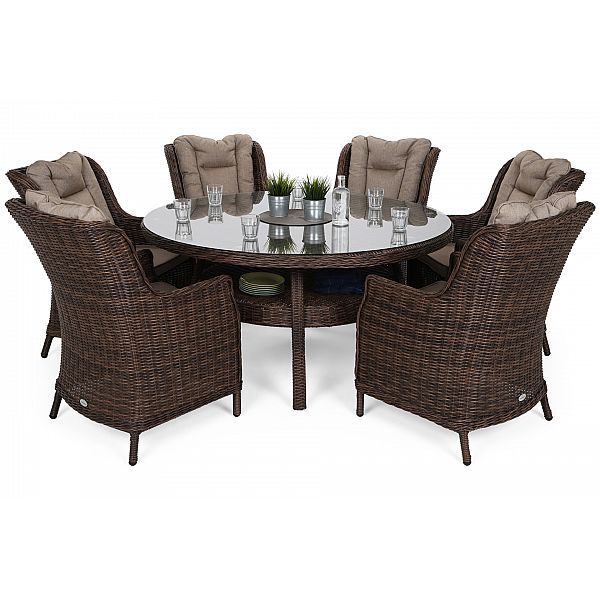 Садові меблі з техноротангу Bristol Round Elegant 150 см Brown Mat / Brown Melange 6+1