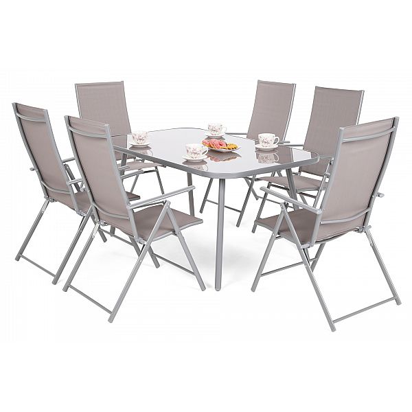 Садові меблі Casablanca металеві 150 см Silver / Taupe 6+1