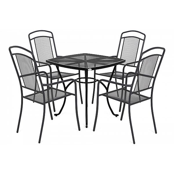 Садові меблі з металу Venezia Square 4+1 Black / Grey