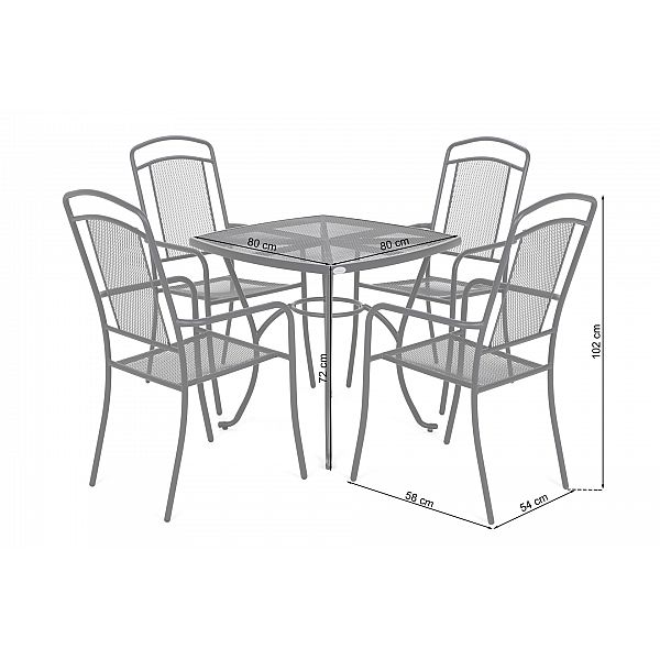 Садові меблі з металу Venezia Square 4+1 Black / Grey