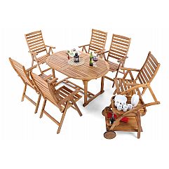 Дерев'яні садові меблі Акація Овал 150+50 см 6+1 зі штангою