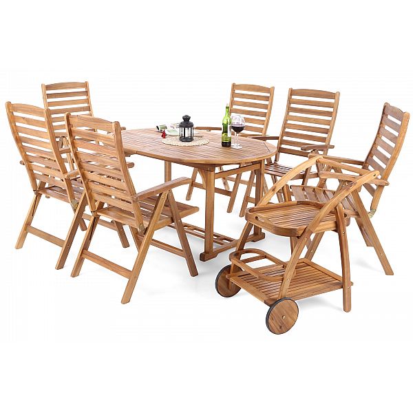 Дерев'яні садові меблі Акація Овал 150+50 см 6+1 зі штангою