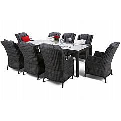 Садові меблі з техноротангу Bristol 230 см Grey / Grey Melange 8+1