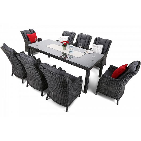 Садові меблі з техноротангу Bristol 230 см Grey / Grey Melange 8+1