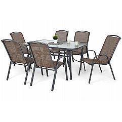 Садові меблі Sevilla металеві 150 см Атланта сірий / коричневий меланж 6+1