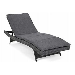 Садовий шезлонг з подушкою з техноратангу Bora Bora Grey / Grey Melange