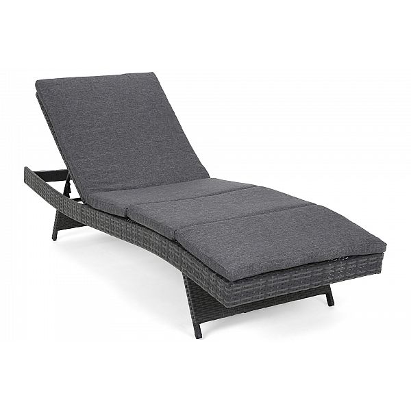 Садовий шезлонг з подушкою з техноратангу Bora Bora Grey / Grey Melange