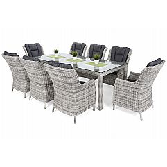 Садові меблі з техноротангу Bristol 230 см Light Grey / Grey Melange 8+1