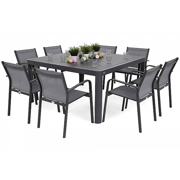 Алюмінієві садові меблі Katania Square Grey / Window Grey 8+1