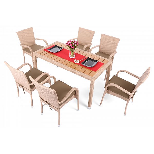 Меблі з техноротангу Mori Beige 6+1