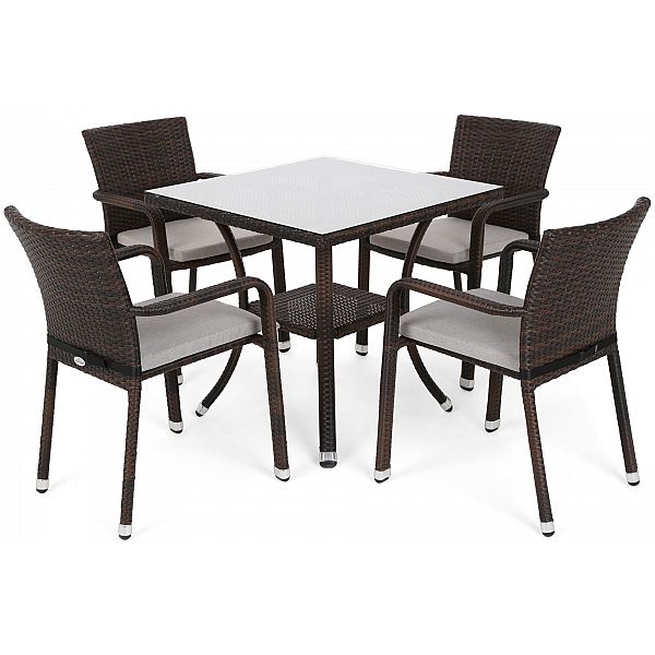 Садові меблі з техноратангу Sumba Square Brown 4+1 з подушками
