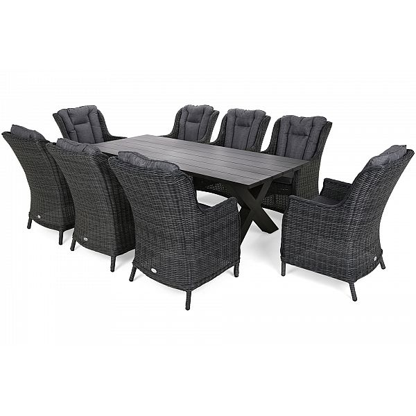 Садові меблі з техноротангу Bristol Alu 220 cm Grey / Grey Melange 8+1