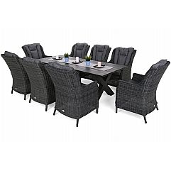 Садові меблі з техноротангу Bristol Alu 220 cm Grey / Grey Melange 8+1