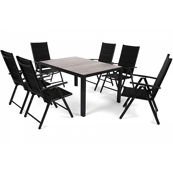 Алюмінієві садові меблі Capri 145 см Black / Light Grey Ibiza Black / Black 6+1