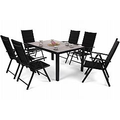 Алюмінієві садові меблі Capri 145 см Black / Light Grey Ibiza Black / Black 6+1