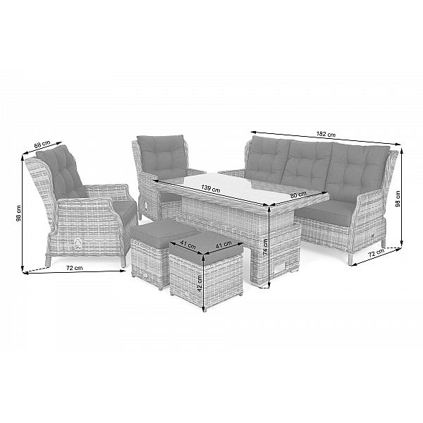 Садові меблі з техноратангу Trivento Plus Light Grey / Grey Melange
