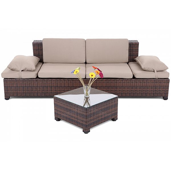 Диван Milano 2 в 1 техноротанг Коричневий / Темно-сірий