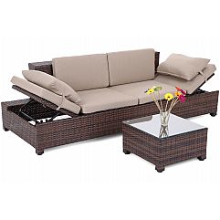 Диван Milano 2 в 1 техноротанг Коричневий / Темно-сірий