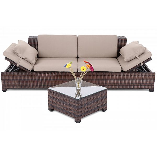 Диван Milano 2 в 1 техноротанг Коричневий / Темно-сірий