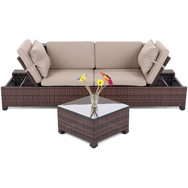 Диван Milano 2 в 1 техноротанг Коричневий / Темно-сірий