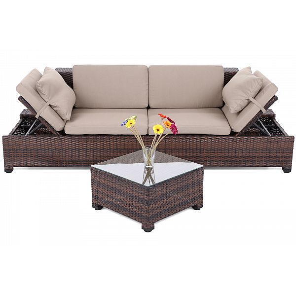 Диван Milano 2 в 1 техноротанг Коричневий / Темно-сірий