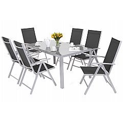 Алюмінієві садові меблі Corfu Basic Silver / Black 6+1