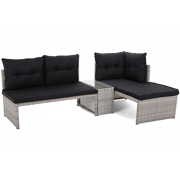 Садовий кутовий диван Corte Light Grey / Grey з техноратангу