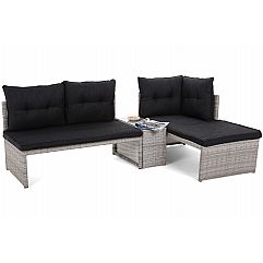 Садовий кутовий диван Corte Light Grey / Grey з техноратангу