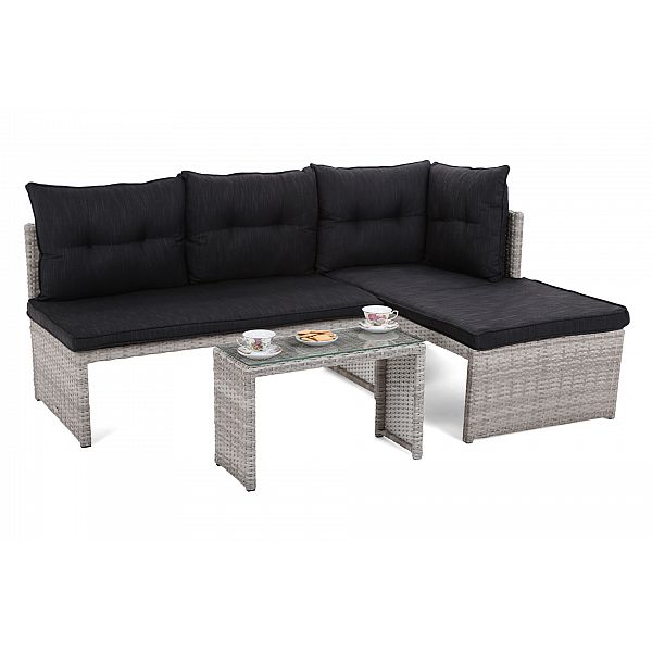 Садовий кутовий диван Corte Light Grey / Grey з техноратангу