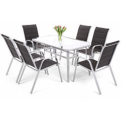Алюмінієві садові меблі Toscana Alu Silver / Black 6+1
