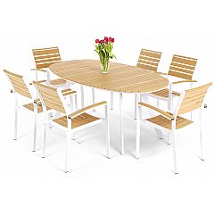 Алюмінієві садові меблі Lorenzo White / Teak 6+1