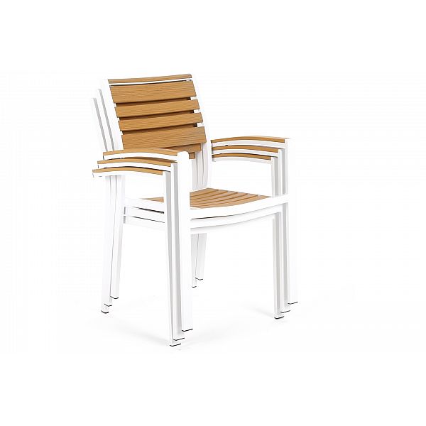 Алюмінієві садові меблі Lorenzo White / Teak 6+1