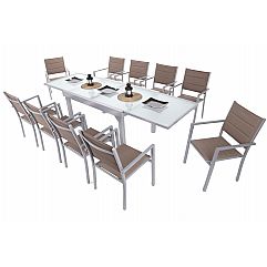 Алюмінієві садові меблі Orlando Silver / Taupe 10+1