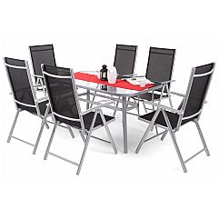 Алюмінієві садові меблі Ibiza 150 см Basic Silver / Black 6+1