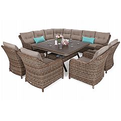 Кутові садові меблі з техноротангу Windsor Ginger / Brown Melange