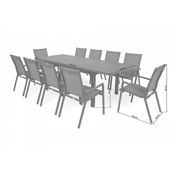 Venosa Atella Light Grey / Medium Grey 10+1 алюминиевая садовая мебель