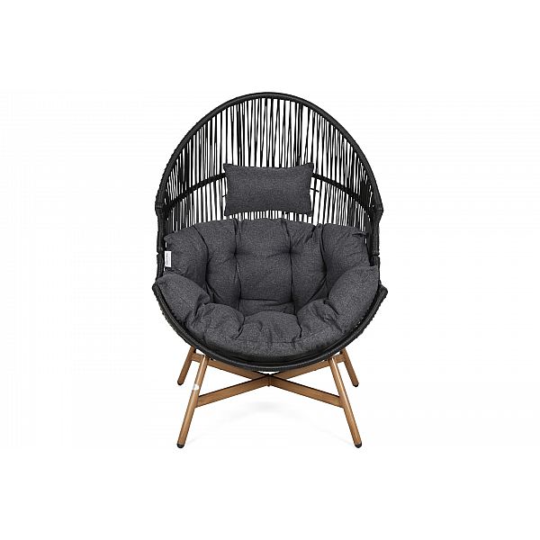 Крісло-кокон з техноратангу Kongo Black / Grey