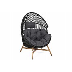 Крісло-кокон з техноратангу Kongo Black / Grey