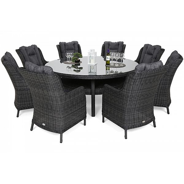Садові меблі з техноротангу Bristol Round Elegant 180 см Grey / Grey Melange 8+1