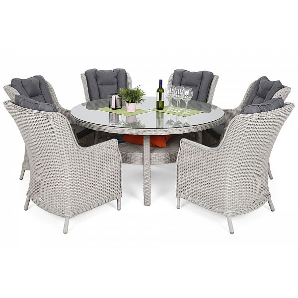 Садові меблі з техноратангу Bristol Round Elegant 150 см White / Grey 6+1