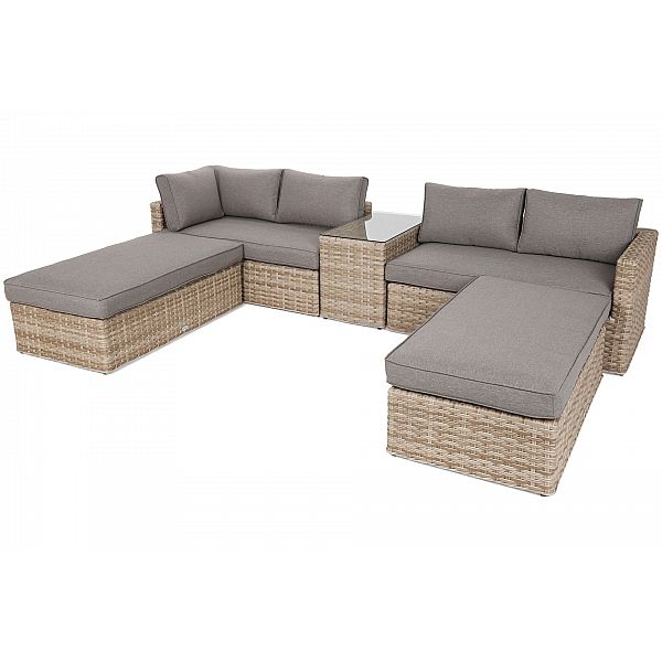 Садовый угловой диван из техноротанга Santorini Beige/Beige Melange