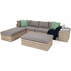 Садовый угловой диван из техноротанга Santorini Beige/Beige Melange